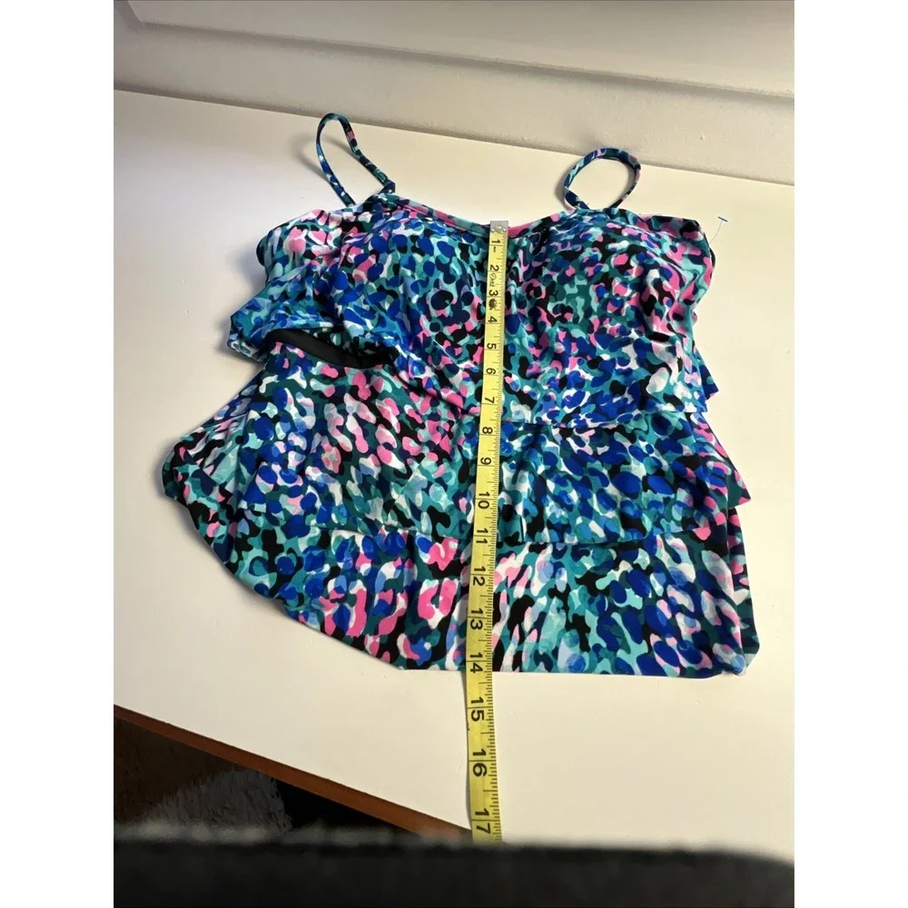 Swim‎ Solutions Watercolor wireless Tankini Top Size 16 V-Neck Swimsuit New $62 - Picture 7 of 7